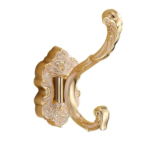 SITBXO kleiderhaken 1/2 Stück Kleiderhaken aus Aluminiumlegierung, 11,9 x 9,5 cm, Gold/Bronze/Messing/Kupfer/Schwarz/Weiß, Metall-Wandhaken(Gold-1pcs) von SITBXO