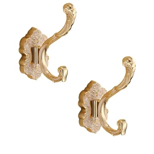 SITBXO kleiderhaken 1/2 Stück Kleiderhaken aus Aluminiumlegierung, 11,9 x 9,5 cm, Gold/Bronze/Messing/Kupfer/Schwarz/Weiß, Metall-Wandhaken(Gold-2pcs) von SITBXO