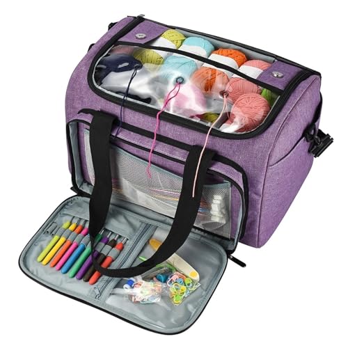 Strickwerkzeuge Tasche aufbewahren Garn-Aufbewahrungstasche, Oxford-Stoff, Strick- und Häkeltasche, Garntasche, Wolle, Häkelnadeln, Nähnadeln, Einkaufstasche for DIY-Garn, Wollgarn(Green) von SITBXO