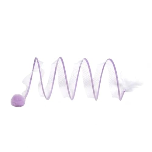 Zusammenklappbares Katzentunnelspielzeug in S-Form mit Federn, lustige Indoor-Übung Katzenspielzeug(Purple,S) von SITBXO