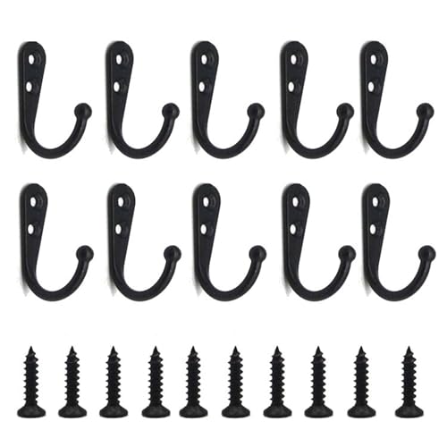 kleiderhaken Wandhaken Kleiderbügel Tür Wandmontierte Kleiderhaken mit Schrauben Saugnapf Schwerlastregal for Küchenbadezimmerzubehör(10 Pieces Black) von SITBXO