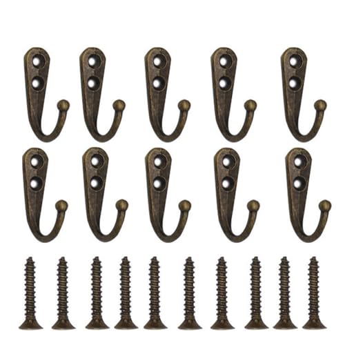kleiderhaken Wandhaken Kleiderbügel Tür Wandmontierte Kleiderhaken mit Schrauben Saugnapf Schwerlastregal for Küchenbadezimmerzubehör(10 Pieces Bronze) von SITBXO
