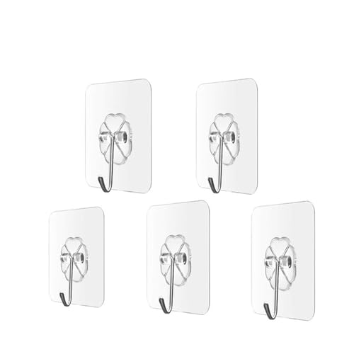 kleiderhaken Wandhaken Kleiderbügel Tür Wandmontierte Kleiderhaken mit Schrauben Saugnapf Schwerlastregal for Küchenbadezimmerzubehör(5pcs Hooks) von SITBXO