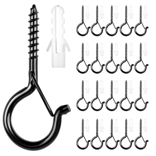 20 Stück Q-förmige Sicherheitsschnallen-Design Schraubhaken,M5 Edelstahl Hakenschrauben mit Sicherheitsschnalle,Schwarz Haken zum Schrauben,Für Pflanzenkörben,Vogelhäuser von SITERITELTD