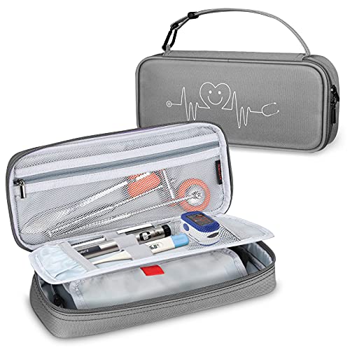 SITHON Stethoskop Tasche für 3M Littmann/Omron/ADC/Dixie EMS Stethoscope, große kapazität Reisetasche für Stethoskope mit Zubehör tasche für Krankenschwestern, Ärzte, Medizinstudenten, Grau von SITHON