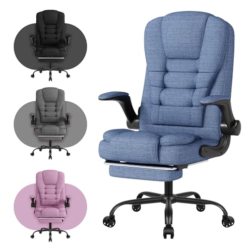 Gaming Stuhl, Atmungsaktiver Bürostuhl aus Stoff PC-Stuhl, Ergonomischer Arbeitsstuhl mit hochklappbarer Armlehne, 360°Drehbarer Höhenverstellbarer Sessel Schreibtischstuhl mit Fußstütze, Blau von SITMOD