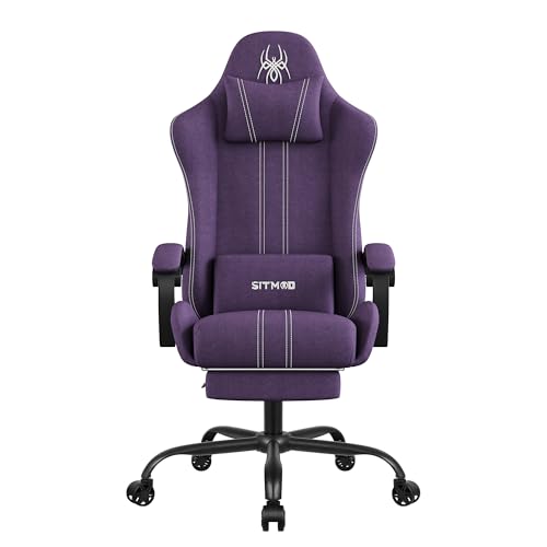 SITMOD Gaming Stuhl, Ergonomischer Bürostuhl mit Premium Stoff, Atmungsaktiv und Komfortabel, Verstellbare Rückenlehne, Drehbarer Schreibtischstuhl mit Fußstütze für PC und Gaming von SITMOD