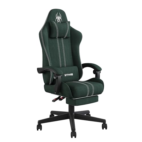 SITMOD Gaming Stuhl, Ergonomischer Bürostuhl mit Premium Stoff, Atmungsaktiv und Komfortabel, Verstellbare Rückenlehne, Drehbarer Schreibtischstuhl mit Fußstütze für PC und Gaming von SITMOD
