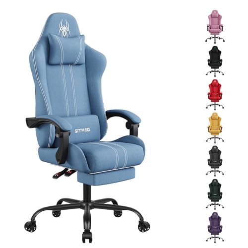 SITMOD Gaming Stuhl, Ergonomischer Bürostuhl mit Premium Stoff, Atmungsaktiv und Komfortabel, Verstellbare Rückenlehne, Drehbarer Schreibtischstuhl mit Fußstütze für PC und Gaming von SITMOD
