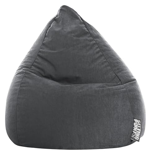 SITTING POINT only by MAGMA BeanBag Easy L Indoor Sitzsack, Lounge Sitzkissen, 70x90cm, Made in Germany, Waschbar, Sessel für Kinder & Erwachsene, anthrazit von SITTING POINT only by MAGMA