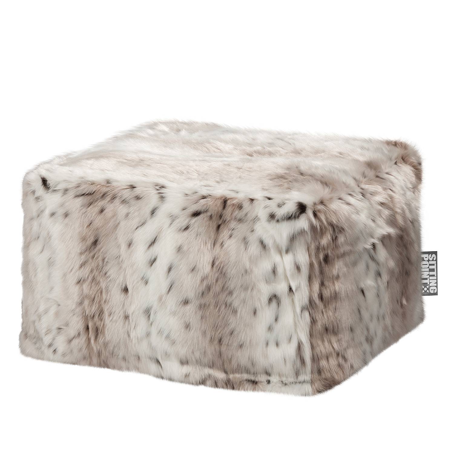 SITTING POINT Pouf Skins Snow Weiß/Hellbeige Tier Design Kunstfaser 80x45x80 cm (BxHxT) Glamour von SITTING POINT