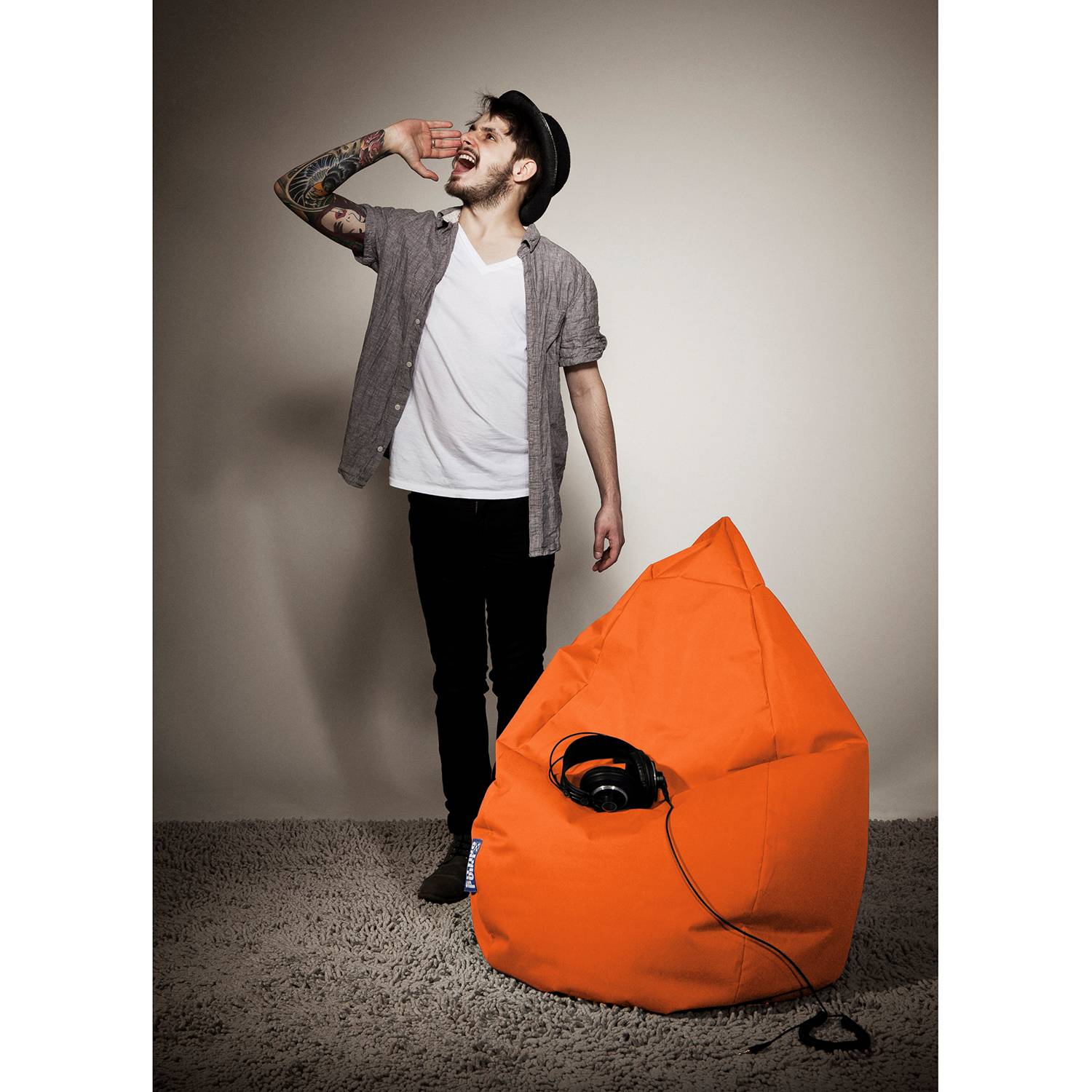 SITTING POINT Sitzsack Bean Bag Brava Orange Flachgewebe 70x110x70 cm (BxHxT) von SITTING POINT