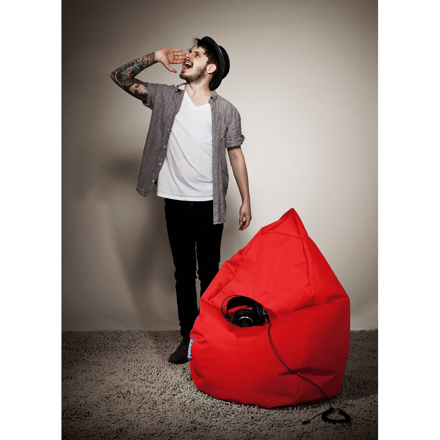 SITTING POINT Sitzsack Bean Bag Brava Rot Flachgewebe 70x110x70 cm (BxHxT) von SITTING POINT