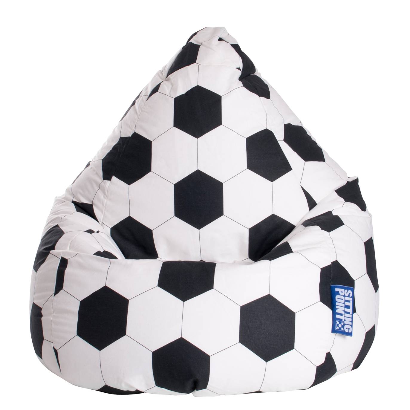 SITTING POINT Sitzsack Bean Bag Fussball Weiß/Schwarz Baumwollstoff 70x110x70 cm (BxHxT) von SITTING POINT