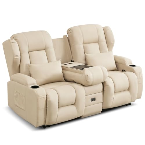 SITURAY 2er Relaxsessel mit Liegefunktion Fußteil, Zweisitzer Fernsehsessel 2 Sitzer TV Sessel mit Konsole, Manuell Verstellbar Doppel Kinosessel bis 360 kg (Klappbare Mittelkonsole, Leathaire Beige) SITURAY 2er Relaxsessel mit Liegefunktion Fußteil, Zweisitzer Fernsehsessel 2 Sitzer TV Sessel mit Konsole, Manuell Verstellbar Doppel Kinosessel bis 360 kg (Klappbare Mittelkonsole, Leathaire Beige) von SITURAY