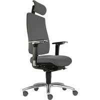 SITWELL STEIFENSAND Bandscheiben-Bürostuhl Cebra, vollflächige Kunststoff-Rückenschale, mit Kopfstütze, Universalrollen, Polyester, dunkelgrau von SITWELL STEIFENSAND