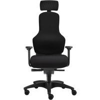 SITWELL STEIFENSAND Bandscheiben-Bürostuhl Ortholetic, sakralfreie Rückenlehne, Teppichbodenrollen, mit Kopfstütze, Polyester, Tragkraft 120 kg von SITWELL STEIFENSAND