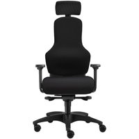 SITWELL STEIFENSAND Bandscheiben-Bürostuhl Ortholetic, sakralfreie Rückenlehne, Teppichbodenrollen, mit Kopfstütze, Polyester, Tragkraft 130 kg von SITWELL STEIFENSAND