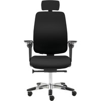 SITWELL STEIFENSAND Bürostuhl Spirit, tiefenverstellbare Lordosenstütze, mit Kopfstütze, Aluminium-Fußkreuz, Leder, schwarz von SITWELL STEIFENSAND