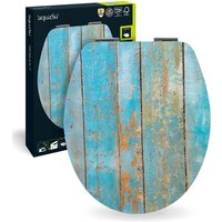 'aquaSu® WC-Sitz mit Absenkautomatik, Dekor Treibholz, High-Gloss Toilettensitz mit Holzkern, Fast-Fix Schnellbefestigung, Standard O Form universal, von SITZPLATZ