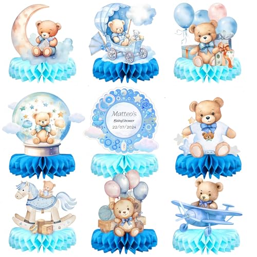 Tischdeko Babyparty Junge Baby Gender Reveal Party Tischdeko Baby Party Boy Tischdekorationen Dekoration Junge Deko Baby Shower Decorations Boy Tisch Tischdekorationen Honeycomb Babyshower Taufe Kind von SIUHEN