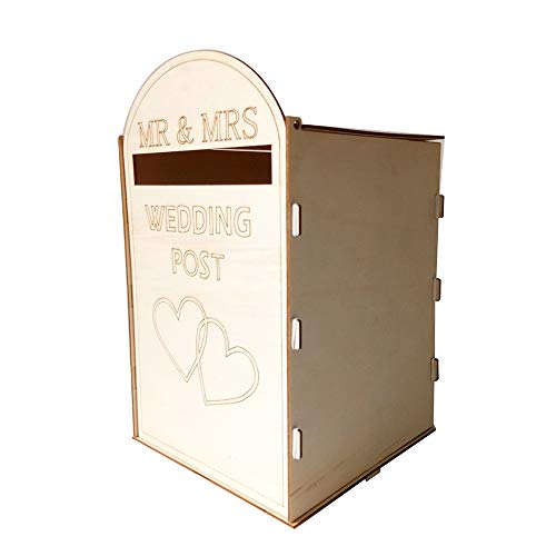 SIUKE Jäten Kartenetui,DIY Holz Hochzeit Mailbox Briefkasten mit Schloss Rustikale Hohl Geschenk Kartenhalter für Empfang Hochzeitstag Party Dekoration von SIUKE