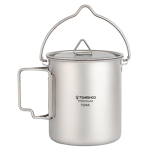 SIUKE Titan-Topf, 750 ml, ultraleichter tragbarer Hängetopf mit Deckel und faltbaren Griffen, für Outdoor-Camping, Wandern, Rucksackreisen von SIUKE