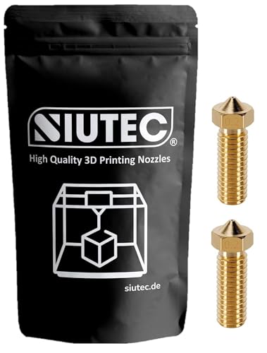 SIUTEC® Premium Volcano Düse Nozzle 0.2 mm Messing/Brass – 2 Stück für 1,75 mm Filament | Sidewinder X1/X2, Genius/Genius Pro, Vyper, Kobra Max, Super Racer, V400, Little Monster von SIUTEC
