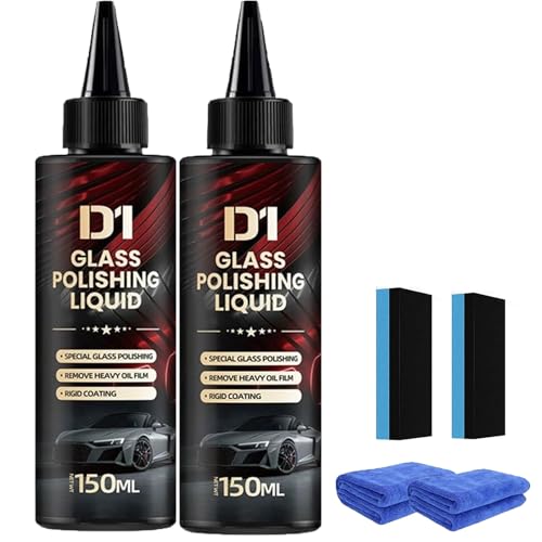 D1 Glass Polishing Liquid,Auto Glass Scratch Care Polishing Fluid,glass Scratch Remover,Water Spot Remover, Ultimate Paint Restorer, Eliminates Coatings, Waxes, Oils and More (2PCS) von SIUVEY