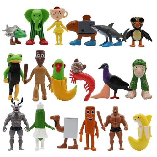 Tung Tung Tung Tung Sahur Figur,Italian Brainrot Figures,3D Printed Brainrot Bombardiro Crocodillo Statue Collectible,for Home Office Desk Decor (18PCS) von SIUVEY
