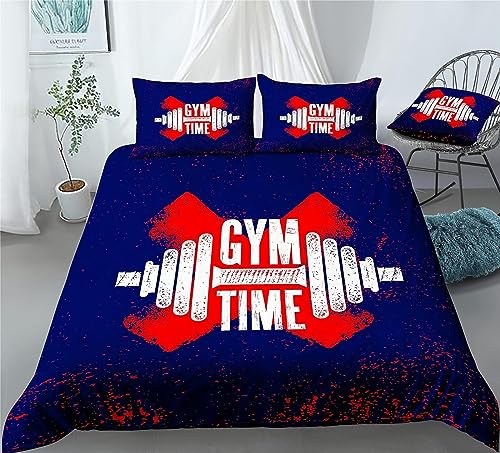 SIVAGA Fitness Bettwäsche 135x200 Weich Kuschelige Mikrofaser 3D Druck Fitness Bettwäsche-Sets Bettbezug und 2 Kissenbezug 80x80 cm mit Reißverschluss von SIVAGA