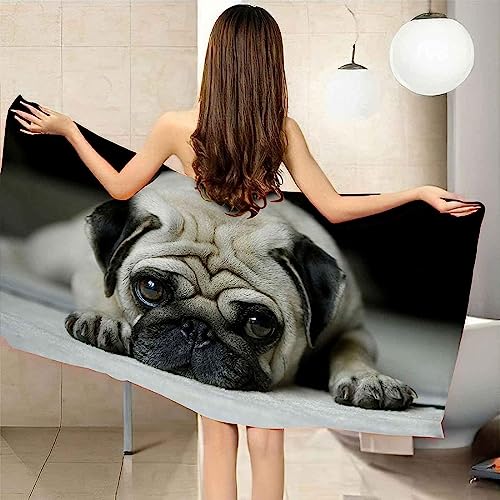 SIVAGA Mikrofaser Strandtuch 70x150 cm Hund Badetuch 3D Tier Weiches Leicht Handtuch Schnelltrocknend Sandfreies Strandhandtuch Saunahandtuch Reisehandtuch von SIVAGA