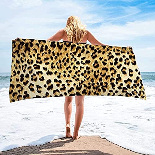 SIVAGA Mikrofaser Strandtuch 70x150 cm Leopardenmuster Badetuch 3D Braun Weiches Leicht Handtuch Schnelltrocknend Sandfreies Strandhandtuch Saunahandtuch Reisehandtuch von SIVAGA