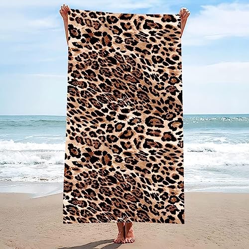 SIVAGA Mikrofaser Strandtuch 90x180 cm Leopardenmuster Badetuch 3D Leopardenmuster Weiches Leicht Handtuch Schnelltrocknend Sandfreies Strandhandtuch Saunahandtuch Reisehandtuch von SIVAGA