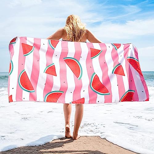 SIVAGA Mikrofaser Strandtuch 90x180 cm Wassermelone Badetuch 3D Rosa Weiches Leicht Handtuch Schnelltrocknend Sandfreies Strandhandtuch Saunahandtuch Reisehandtuch von SIVAGA