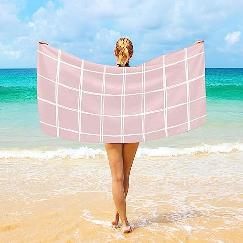 SIVAGA Mikrofaser Strandtuch Groß 100x200 cm Rosa Badetuch 3D Gitter Weiches Leicht Handtuch Schnelltrocknend Sandfreies Strandhandtuch Saunahandtuch Reisehandtuch von SIVAGA