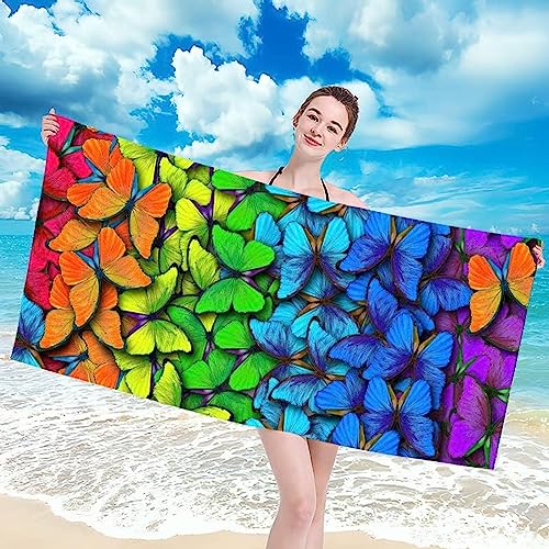SIVAGA Mikrofaser Strandtuch Groß 200x200 cm Schmetterling Badetuch 3D Farbe Weiches Leicht Handtuch Schnelltrocknend Sandfreies Strandhandtuch Saunahandtuch Reisehandtuch von SIVAGA