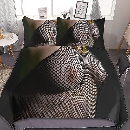 SIVAGA Sexy Nackt Bettwäsche 135x200 Weich Kuschelige Mikrofaser 3D Druck Sexy Nackt Bettwäsche-Sets Bettbezug und 2 Kissenbezug 80x80 cm mit Reißverschluss von SIVAGA