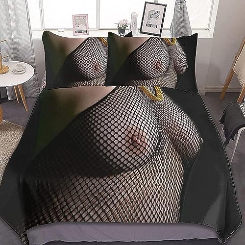 SIVAGA Sexy Nackt Bettwäsche 200x200 Weich Kuschelige Mikrofaser 3D Druck Sexy Nackt Bettwäsche-Sets Bettbezug und 2 Kissenbezug 80x80 cm mit Reißverschluss von SIVAGA