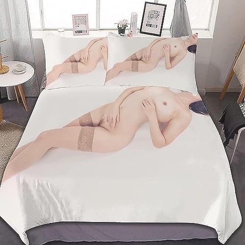 SIVAGA Sexy Nackt Bettwäsche 200x220 Weich Kuschelige Mikrofaser 3D Druck Sexy Nackt Bettwäsche-Sets Bettbezug und 2 Kissenbezug 80x80 cm mit Reißverschluss von SIVAGA