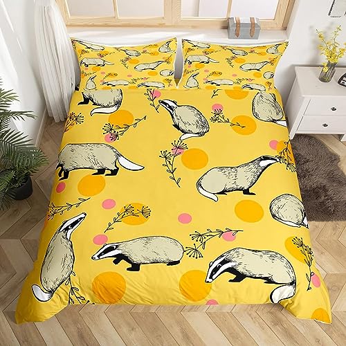 SIVAGA Süßer Dachs Bettwäsche 135x200 Weich Kuschelige Mikrofaser 3D Druck Süßer Dachs Bettwäsche-Sets Bettbezug und 2 Kissenbezug 80x80 cm mit Reißverschluss von SIVAGA