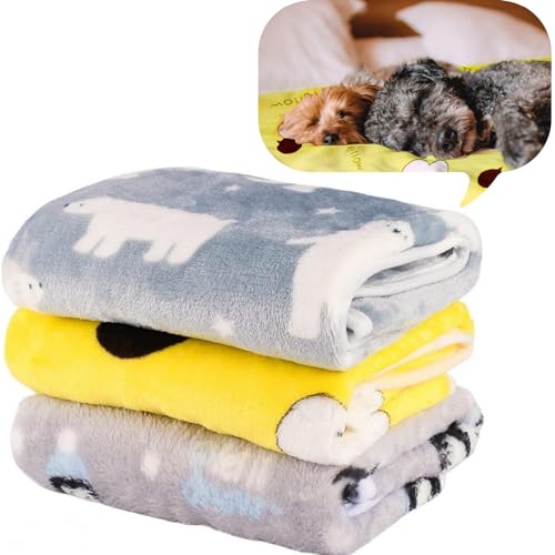 SIVEIS Hundedecke Katzendecke Kissen Hundekatze Fleece-Decken waschbar Welpenschlafmatte 3 Stück weiche warme Decke für eine Vielzahl von Haustieren Sofa Bettdecke 76,53 cm von SIVEIS