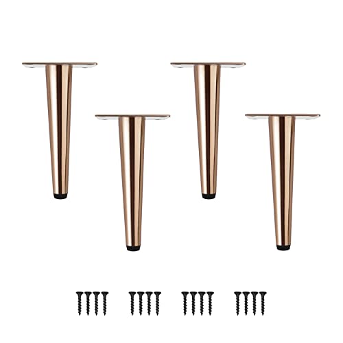 Möbelfüße 4 Stück Möbelbeine Kegel Schräg/Vertikale Möbelfüße Edelstahl mit rutschfeste Gummibasis DIY für TV-Schrank Bett Sofa Badschrank von SIVIKIO