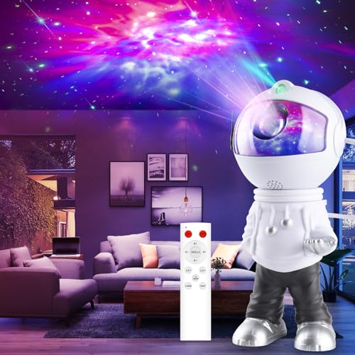 SIVQIKE LED Sternenhimmel Projektor Astronaut,Spaceman Galaxy Projektorlicht,Galaxy Light mit Fernbedienung,Sternenprojektor Kinder und Erwachsene, Smart Star Projector Weiß von SIVQIKE