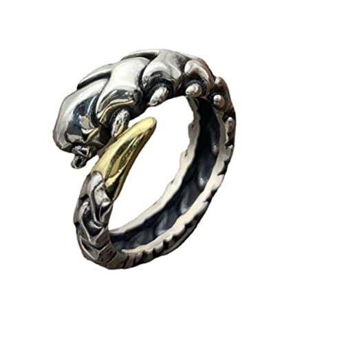 SIWAN Ring Hip Hop Centipede Ring S925 Silber Ethnischer Stil Mode Retro Herren Ring Punk Thai SilberEinstellbar von SIWAN