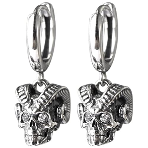 SIWAN S925 Sterling Silber Silberohrringe mit Krallen Totenköpfen und Zirkonia für Damen und Herren Ohrschnalle Herren Silberohrringe Damen Sommer OhrschmuckSchädel mit Hörnern, 925 Silber von SIWAN