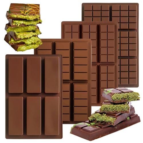 4 Stück Schokoladenform Silikon - Dubai Schokolade Form Tief Schokoladentafel Form in Lebensmittelqualität Form Silikonform für Schokolade Praline Süßigkeiten 4 Stück Schokoladenform Silikon - Dubai Schokolade Form Tief Schokoladentafel Form in Lebensmittelqualität Form Silikonform für Schokolade Praline Süßigkeiten von SIWOKJJO