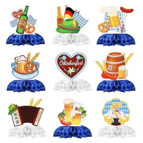 9 Stück Oktoberfest Deko, Bienenwaben Bayerische Deko Oktoberfest Tischdeko 3D für Oktoberfest Party, Bierfest Gartenparty Tischdekoration 9 Stück Oktoberfest Deko, Bienenwaben Bayerische Deko Oktoberfest Tischdeko 3D für Oktoberfest Party, Bierfest Gartenparty Tischdekoration von SIWOKJJO