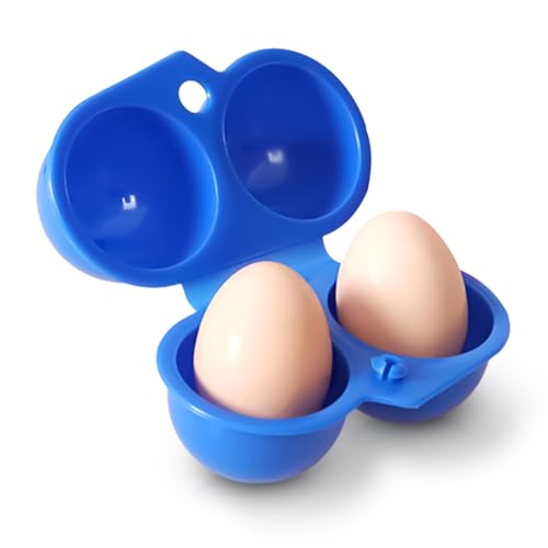 Tragbare Eierbehälter Eierträger, Eierbehälter für 2 Eier, 2 Gitter Eier Aufbewahrungsbox mit Griff, Eierbox 2 Eier Eierbehälter Vorratsdose Fach für Multi in Kühlschrank Outdoor Picknick Camping von SIWOKJJO