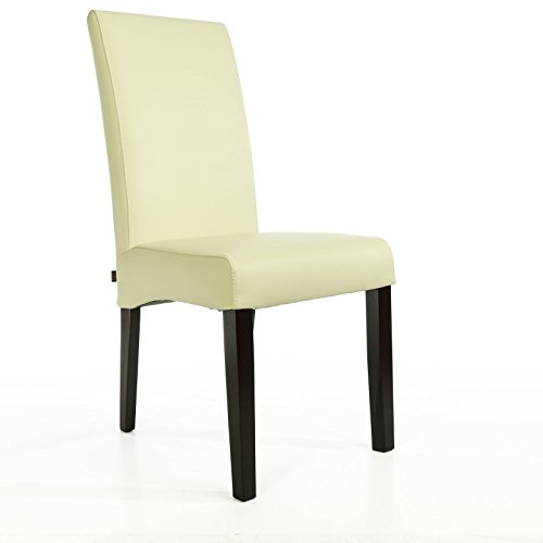Lederstuhl Bambi Leder Creme Weiß Stuhlbeine Wenge Lederstühle Stühle Stuhl NEU von SIX